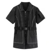 Urbanic Women's Pocket Denim Jumpsuit With Refelctive Binding - Black
