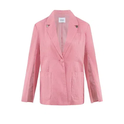 Urbanic Women's Ramie Blend Blazer With Wide Shoulders - Rose Gold