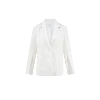Urbanic Women's Ramie Blend Blazer With Wide Shoulders - White