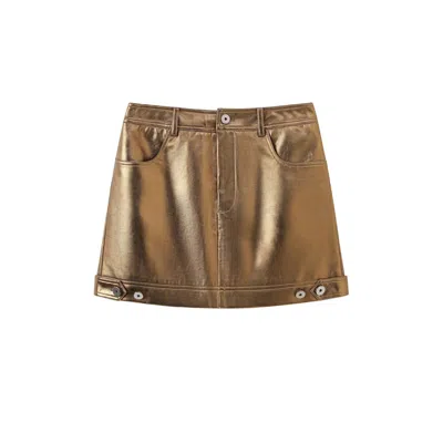 Urbanic Women's Straight Skirt With Buckle - Gold