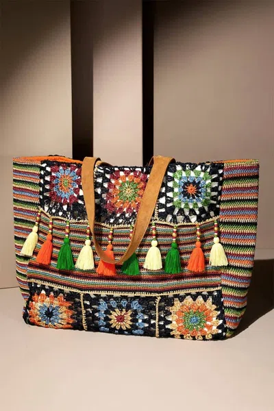 Urbanista Women's Hand Crochet Shoulder Bag In Mumbai Garden In Pattern