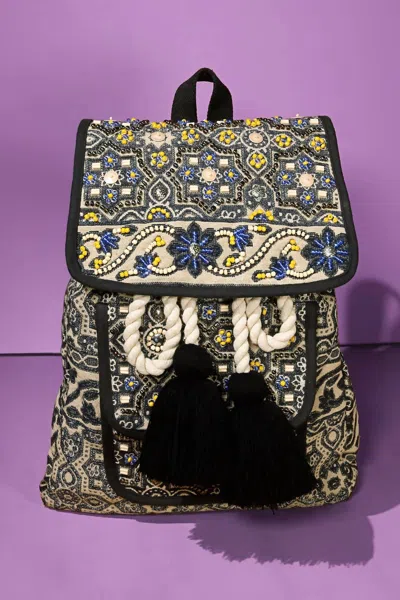 Urbanista Women's Hand-beaded Front Pocket Backpack In Moon Flower In Multi