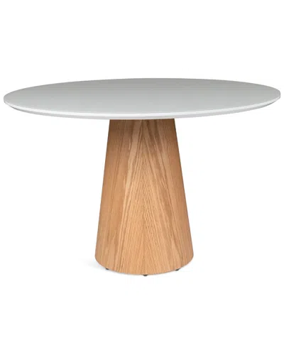 Urbia Modern Brazilian Mona Glass Top Round Dining Table In Neutral