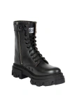 Urbnkicks Black Leather Combat Boots By  In Black