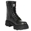 Urbnkicks Black Leather Combat Boots By