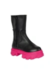 Urbnkicks Double Zipper Leather Boots  Bsb In Black