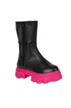 Urbnkicks Double Zipper Leather Boots  Bsb In Black