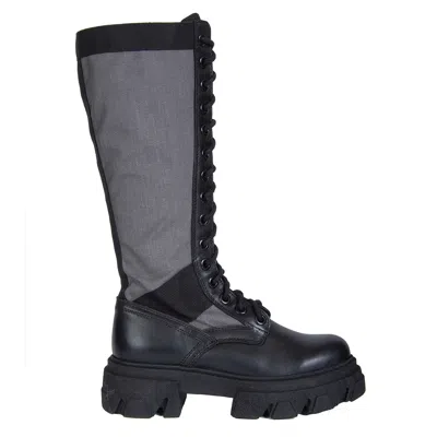 Urbnkicks Women's Black / Grey Lost In Space Knee-high Tall Grey Boots In Black/grey