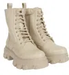 Urbnkicks Women's Neutrals Sand Combat Boot In White