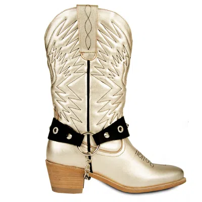 Urbnkicks Women's Cowboy Leather Boots In Gold