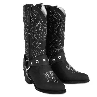 Urbnkicks Women's Cowboy Leather Boots In Black