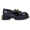 Shop Urbnkicks Women's Gold / Black Gold Chain Black Loafer In Gold/black