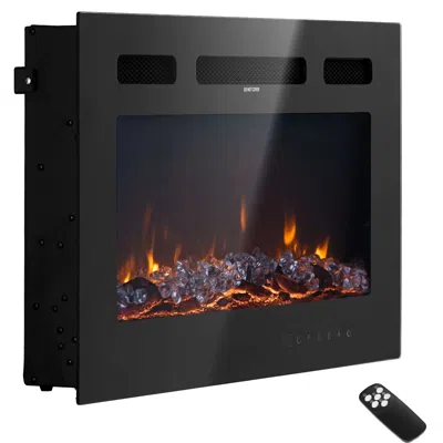 Urund 50 Inch Electric Fireplace, Wall Mounted Recessed Fire Place With Remote Control, Timer, 1500w, Adju In Black