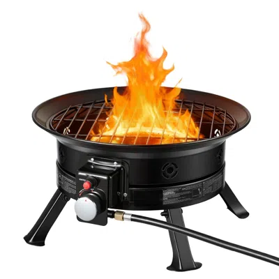 Urund Propane Fire Pit 19-inch, 53,000 Btu Portable Gas Fire Pit, With Grill Grate & Lava Rocks, Adjustabl In Multi