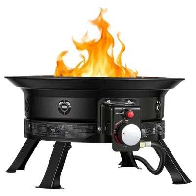 Urund Propane Fire Pit 24-inch, 53,000 Btu Portable Gas Fire Pit, With Grill Grate & Lava Rocks, Adjustabl In Multi
