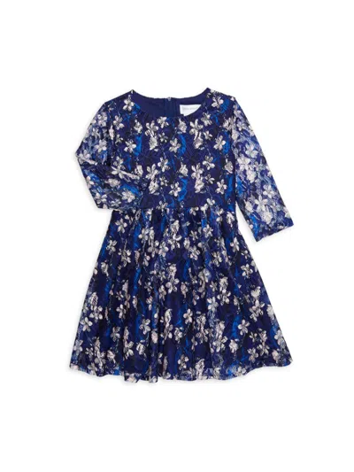 Us Angels Kids' Little Girl's Floral Lace Dress In Navy