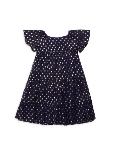 Us Angels Kids' Little Girl's Print Flutter Sleeve Dress In Navy