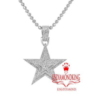 Pre-owned Us Diamond King 10k Real Solid White Gold Genuine Authentic Diamond Star Of David Pendent Charm