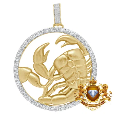 Pre-owned Us Diamond King 3d Xl 2.75'' Real Sterling Silver Scorpio Lucky Zodiac Sign Custom Pendent Charm In Yellow Gold Over