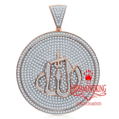 Pre-owned Us Diamond King Big Xl 3'' Custom Piece Real Rose Gold Silver Allah God Pendant Charm Medallion