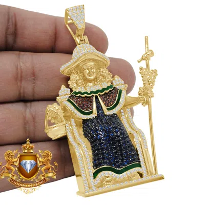 Pre-owned Us Diamond King Men's Big Xl 3'' Real Silver Santo Nino De Atocha Custom Pendant Charm 74+grams In Yellow Gold Finish