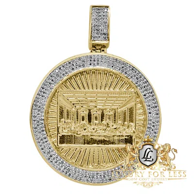 Pre-owned Us Diamond King Men's Real Diamond 1.25 Cwt. Last Supper Jesus Apostles Gospel Charm Pendent 2'' In Yellow Gold Over