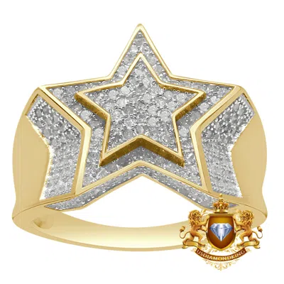 Pre-owned Us Diamond King Men's Real Genuine Diamond 0.64 Cwt.10k Yellow Gold Finish Star Shape Ring Band In H