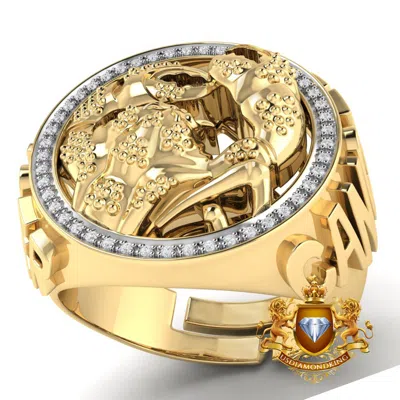 Pre-owned Us Diamond King Men's Real Genuine Diamond 10k Gold Finish Zodiac Sign Cancer Crab Ring Band In H