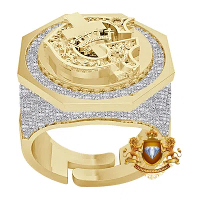 Pre-owned Us Diamond King Men's Real Genuine Diamond 1.25 Cwt. Masonic Freemason Knights Templar Band Ring In Yellow