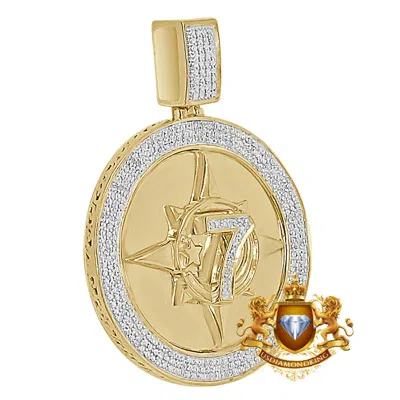 Pre-owned Us Diamond King Men's Real Genuine Diamonds Five-percent Nation Five Percenter Pendent Charm 2'' In Yellow Gold Finish