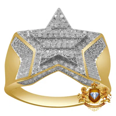 Pre-owned Us Diamond King Real Diamond 0.64 Cwt.10k Yellow Gold Finish Star Shape Men's Custom Ring Band In H