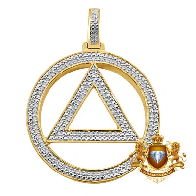 Pre-owned Us Diamond King Real Diamond Illuminati Eminem Triangle Sign Yellow Gold Finish Pendant Charm