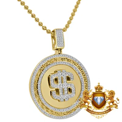 Pre-owned Us Diamond King Real Diamond Mini $ Dollar Sign Money Cash Pendant Charm + Chain 10k Gold Finish In H