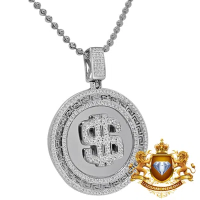 Pre-owned Us Diamond King Real Diamond Mini $ Dollar Sign Money Cash Pendant Charm Chain White Gold Finish