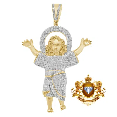 Pre-owned Us Diamond King Real Diamond Santo Nino De Atocha Jesus Christ Holy Infant Charm Pendent 2.5'' In Yellow Gold Finish