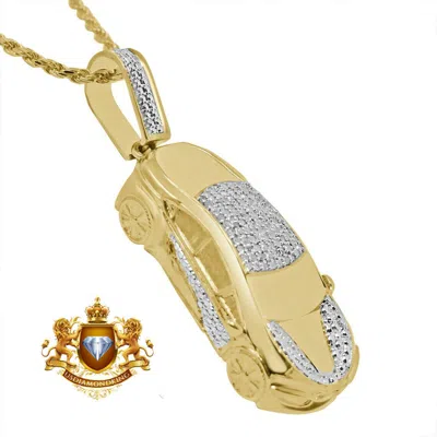 Pre-owned Us Diamond King Real Genuine Diamond 10k Gold Finish Custom Luxury Sport Car Pendent Charm Set In Yellow Gold Finish