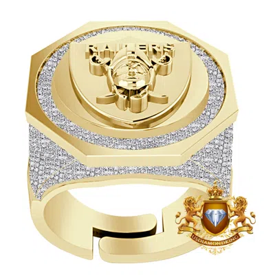 Pre-owned Us Diamond King Real Genuine Diamond 1.25 Cwt. Oakland Raiders Sports Men's Custom Ring Band In Yellow