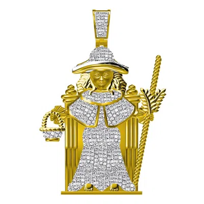 Pre-owned Us Diamond King Real Genuine Diamond Santo Nino De Atocha Pendent Holy Infant Of Jesus Charm In Yellow Gold Finish