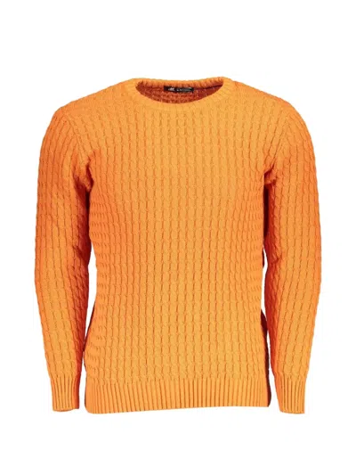 U.s. Grand Cable-knit Elbow-patch Sweater In Orange