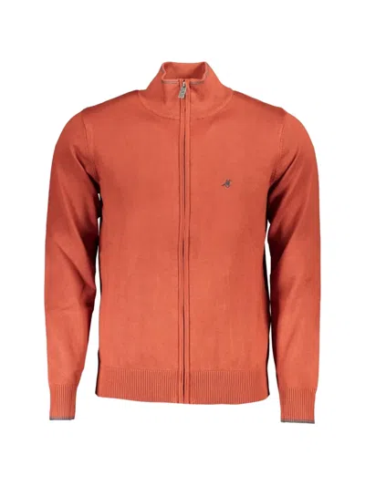 U.s. Grand Embroidered Zip-up Cardigan In Orange