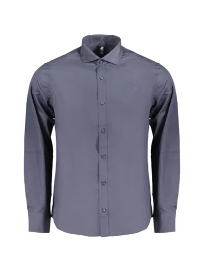 U.s. Grand Embroidered-logo Long-sleeve Shirt In Blue