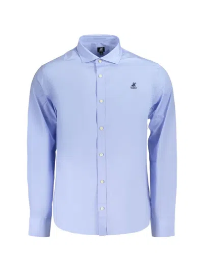 U.s. Grand Embroidered-logo Long-sleeve Shirt In Blue