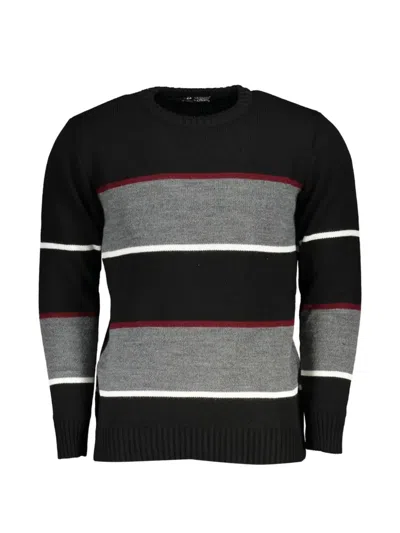 U.s. Grand Horizontal-stripe Crew-neck Sweater In Black