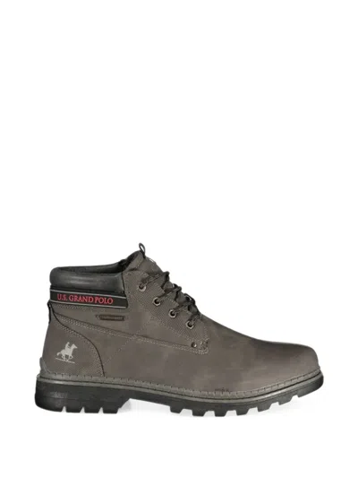 U.s. Grand Lace-up Logo-patch Ankle Boots In Gray