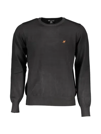 U.s. Grand Logo-embroidered Crew-neck Sweater In Black