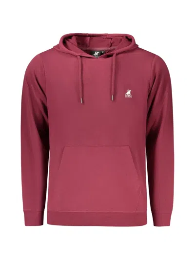 U.s. Grand Logo-embroidered Drawstring Hoodie In Burgundy
