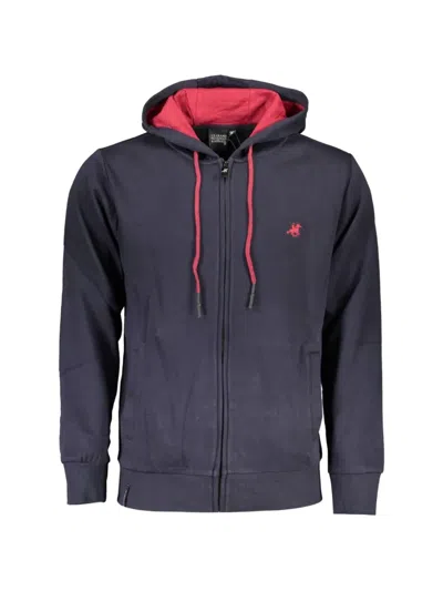 U.s. Grand Logo-embroidered Zip-up Hoodie In Blue
