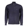 U.S. GRAND POLO CLASSIC BLUE ZIP CARDIGAN WITH CONTRAST DETAILS