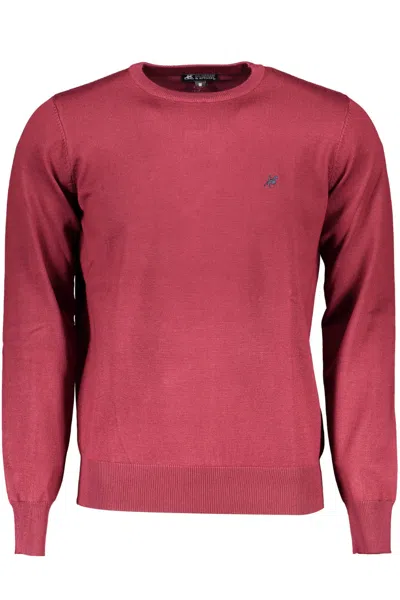 U.s. Grand Polo Crimson Nylon Round Neck Men's Sweater In Red