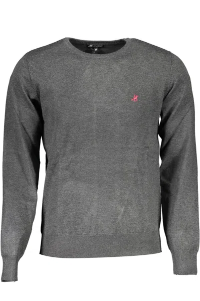 U.s. Grand Polo Elegance In Motion: Long-sleeved Embroidered Men's Sweater In Gray